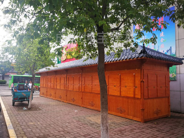 敦化實木仿古樹脂瓦亭棚(新增)成街頭一景